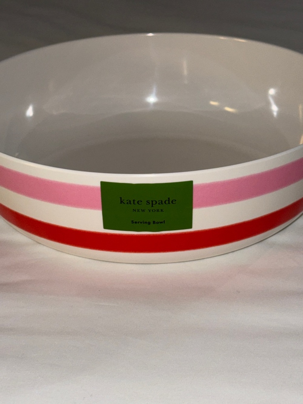 kate spade striped serving bowl - white, pink & red